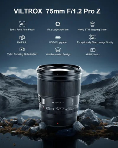 Miniatura 3 de VILTROX 75mm f/1.2 F1.2 PRO Lente de enfoque automático para cámara Nikon Z-Mount Ultra gran angular APS-C AF Compatible con cámaras Nikon Z-Mount