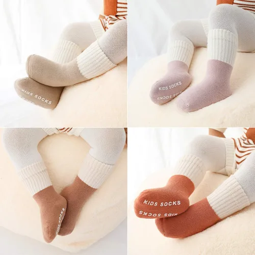 Miniatura 4 de Belsmi 6 Pack Calcetines de Bebé Antideslizante Rodilla Alta Medias Calcetines de Invierno