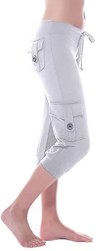 Uillui Pantalones tipo cargo para mujer, corte de bota, pantalones cortos de yoga, cintura elástica, pantalones deportivos de fitness, pantalones