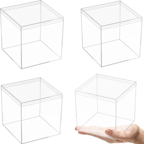 Miniatura 10 de KissYou Caja de Acrílico Grande Cajas de Exhibición Transparentes con Tapa Cubo Cuadrado Transparente Caja de Almacenamiento de Acrílico para Bodas