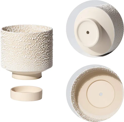 Miniatura 5 de UBEE Maceta de cerámica para plantas de interior Macetas de 5.5 pulgadas + 4.9 pulgadas con orificio de drenaje y platillo para aloe, plantas