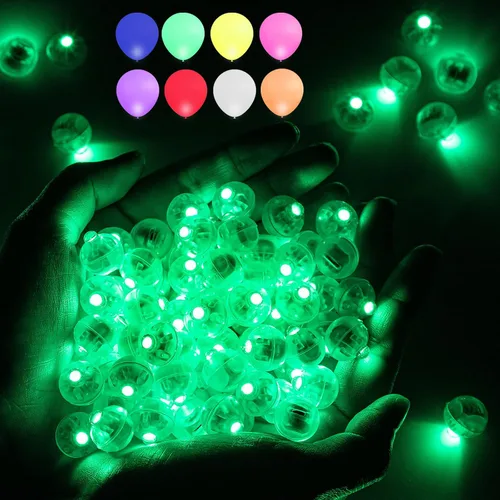 Miniatura 14 de Aogist 50 Piezas Luces para Globos Azules con Aro para Colgar, Mini Lámpara de Bola Redonda Pequeña Luz LED para Linternas de Papel y Vidrio
