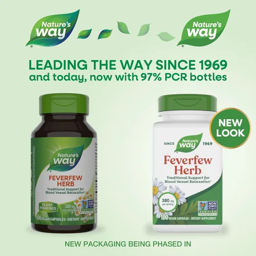 Miniatura 2 de Nature's Way Hierba matricaria, apoyo tradicional para la relajación de los vasos sanguíneos*, 380 mg por porción, proyecto verificado sin OMG, 100