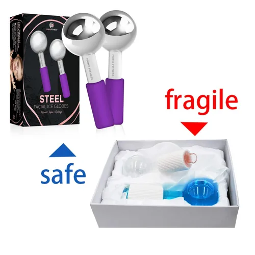 Miniatura 7 de Globos de hielo para tratamientos faciales, rodillo de enfriamiento de acero irrompible, barras criogénicas para la cara, masajeador para cara