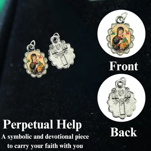Miniatura 22 de Catholica Shop Colgante de medalla pequeña en tono plateado para ropa religiosa católica - Jesús, María y Santos, paquete de 6