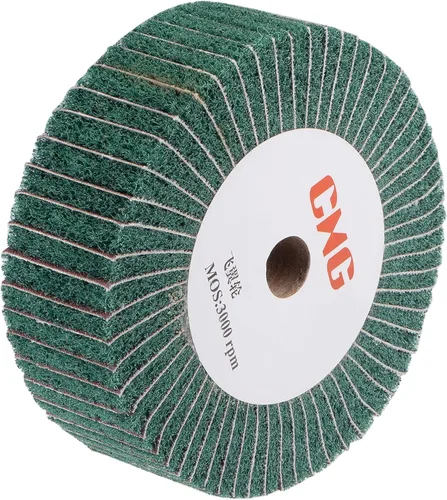 uxcell Rueda de pulido de grano 240 de 5.906 in x 1.969 in, rueda de pulido no tejida de tela abrasiva de alambre de nailon para acero inoxidable,