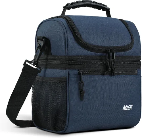Miniatura 18 de MIER Lonchera con 2 compartimentos para hombres y mujeres, a prueba de fugas, aislada, para el trabajo, azul esteel, mediana azul (Bluesteel)
