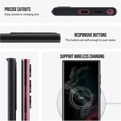 Miniatura 7 de Funda para Samsung Galaxy S22 Ultra, funda delgada de silicona líquida, a prueba de golpes, funda delgada para Samsung Galaxy S22 Ultra, funda Negro2