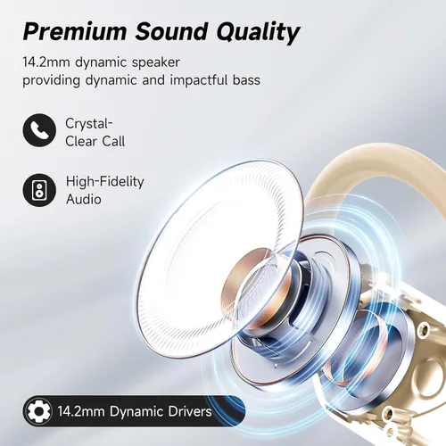 Miniatura 5 de Auriculares Bluetooth 5.4 de Oreja Abierta, Auriculares Inalámbricos Deportivos Sobre la Oreja con Micrófono Integrado con Ganchos para las Orejas