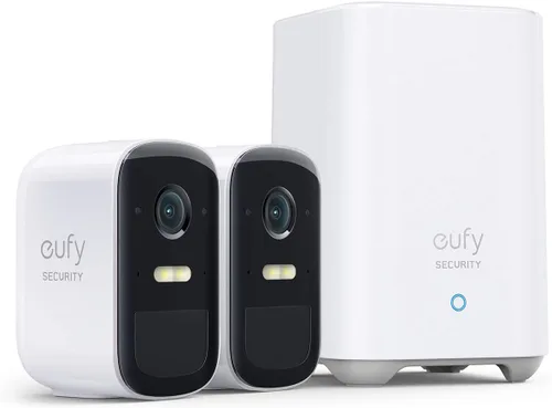 eufy security, eufyCam 2C Pro Kit de 2 cámaras, sistema de seguridad inalámbrico para el hogar con resolución 2K, duración de la batería de 180