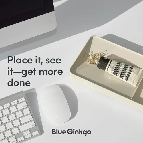 Miniatura 4 de BLUE GINKGO Bandeja de escritorio – Organizador fabricado en Corea para notas, bolígrafos, lápices y accesorios (doble cara, beige)