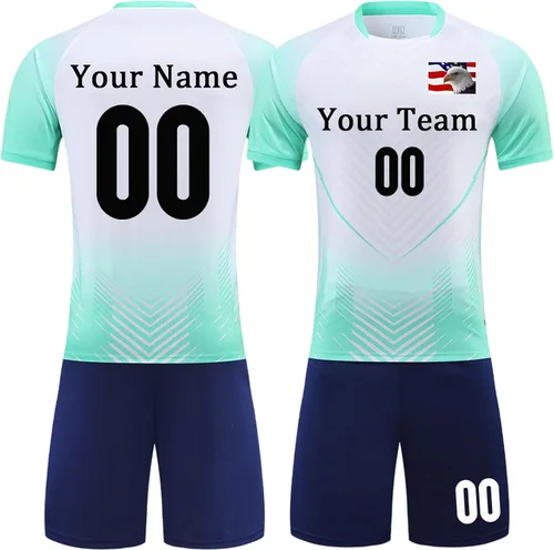 Camisetas de fútbol personalizadas para niños, uniformes de fútbol para hombres, conjunto de camiseta y pantalones cortos con número de nombre