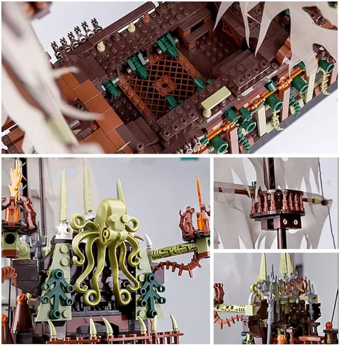 Miniatura 3 de Mould King Kit de bloques de construcción modelo de barco piratas grande, juego de bloques de construcción holandés MOC, juego de construcción