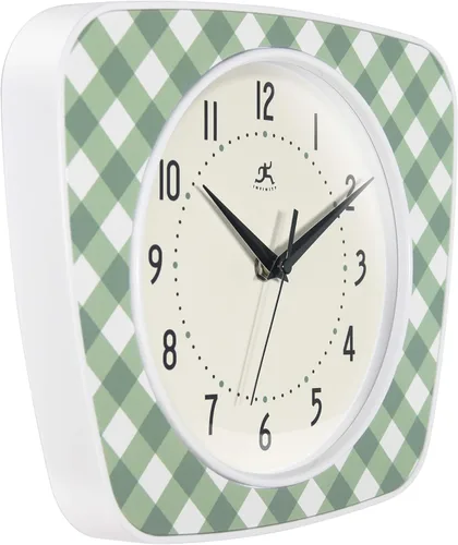 Miniatura 2 de Infinity Instruments LTD. Reloj de pared trapecio a cuadros, verde, 9.25" x 10.875