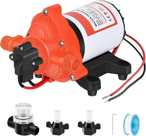 Miniatura 11 de Bomba de agua DC de 12 V RV 3.5GPM 45PSI, bomba de presión de agua de 12 voltios bajo demanda con interruptor de presión, bomba de diafragma