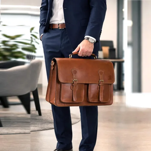 Miniatura 2 de Leather Messenger Bag For Men, Vintage Handmade Laptop Briefcase and Shoulder Bag for Men