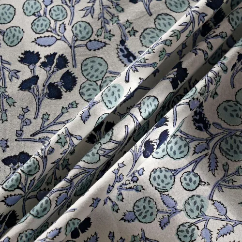 Miniatura 5 de Ridhi Mantel redondo 132 de 100 % algodón, color azul vaquero, estampado a mano, lavable, reutilizable, para fiestas, bufé, comedor, bodas, campo