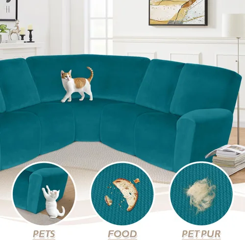 Miniatura 238 de Arfntevss Fundas de sofá seccional reclinable de terciopelo, Funda de sofá seccional de esquina para sofá reclinable, Funda elástica suave