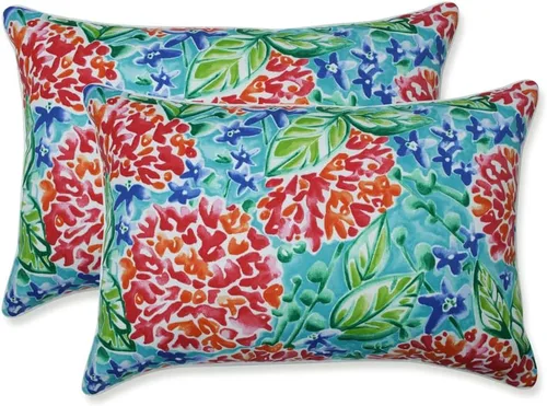 Miniatura 63 de Pillow Perfect - Cojines decorativos florales brillantes para interiores/exteriores, 2 unidades, lumbar - 11.5 x 18.5 pulgadas, verde/rojo Zoe
