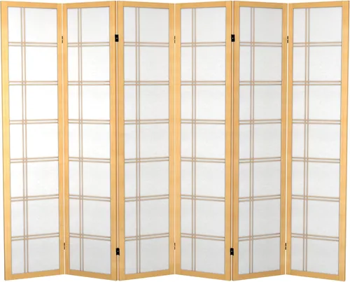 Miniatura 12 de Oriental Furniture - Divisor doble de lona con cruz de 6 pies de alto, palisandro, 6 paneles Rosewood
