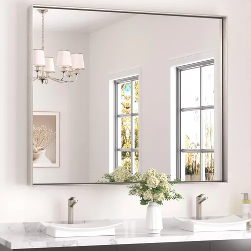 Miniatura 17 de Keonjinn - Espejo rectangular con marco negro para baño de 40 x 30 pulgadas, espejo de pared para sobre el lavabo, espejos de tocador de metal