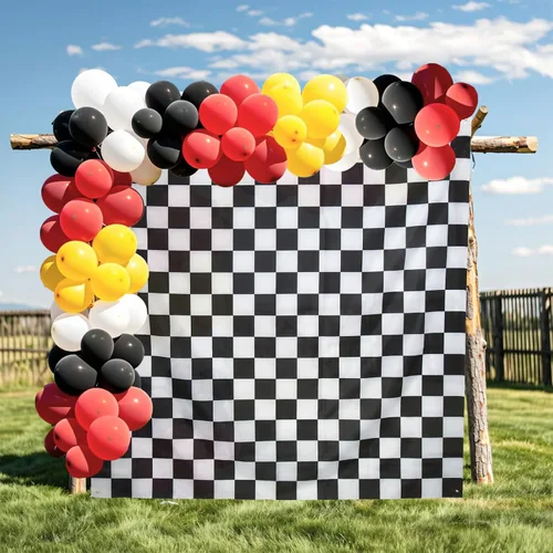 Miniatura 9 de Chrorine Fondo a cuadros blanco y negro de 6.6 x 6.6 pies, decoración de fiesta de cumpleaños, decoración de fiesta de cumpleaños, un amigo feliz