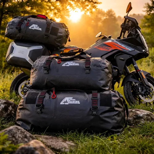 Miniatura 3 de Bolsa de lona impermeable de 60 litros – Bolsa seca de grado marino con correas de amarre para motocicleta, touring, canotaje, camping sello