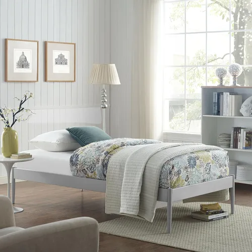 Miniatura 15 de Modway Elsie - Base de cama de metal con soporte de tablillas, tamaño King, color marrón