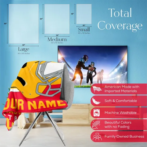 Miniatura 43 de Manta personalizada para fanáticos del fútbol americano – Se envía al día siguiente – Hecha en Estados Unidos – Manta de vellón personalizada