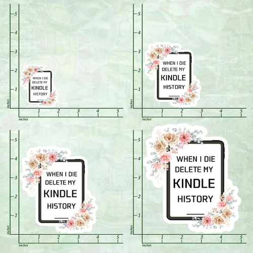 Miniatura 6 de 314PI 3 calcomanías minimalistas impermeables de vinilo negro con texto en inglés "When I Die Delete My Kindle History" para laptop, teléfono
