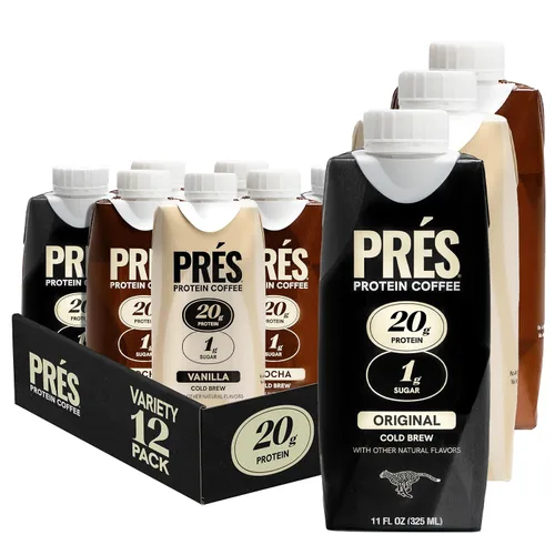 Miniatura 8 de PRES - Café proteico, variedad, alto en proteínas, cerveza fría real, 0.71 onzas de proteína, 0.4 oz de azúcar, 100 calorías, aperitivos