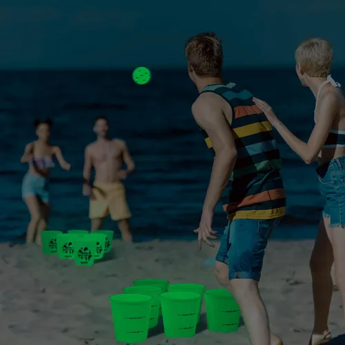 Miniatura 3 de ropoda Juego de Pong Gigante para Patio, Juegos de Patio con Cubos y Bolas Duraderas - Elige Rojo Grande, XL, o Verde - Brilla en la Oscuridad