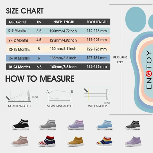 Miniatura 2 de Engtoy Baby Sock Shoes Baby Walking Shoes Infant Non-Slip Breathable Slippers with Soft Rubber Sole Baby Boys Girls Slip On Sneakers