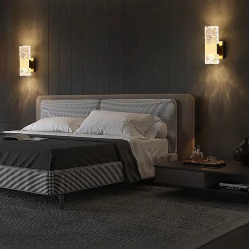 Miniatura 3 de Modernos apliques de pared de cristal, lámpara de pared con acabado de color dorado mate, iluminación de pared de cristal con pantalla de vidrio