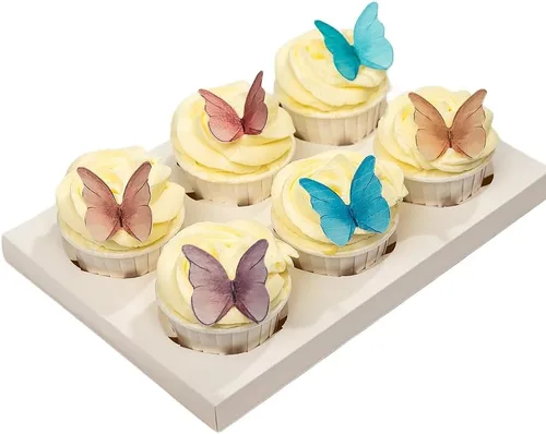 Mariposas comestibles para decoración de pasteles, decoración comestible de arco iris para pasteles y cupcakes, mariposas de papel de oblea