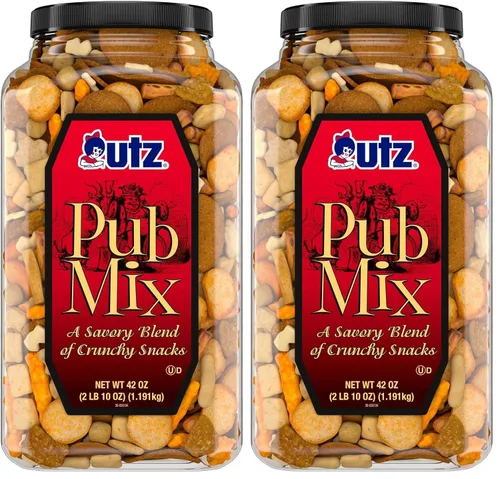 Miniatura 8 de Utz Pub Mix, 42 onzas. Barril, mezcla de bocadillos sabrosos con una mezcla de sabores crujientes para un delicioso aperitivo de fiesta, recipiente