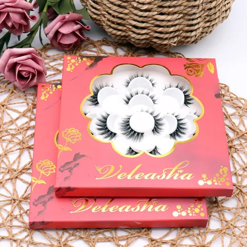 Miniatura 101 de Veleasha Pestañas postizas de manga puntiagudas, 100% hechas a mano, aspecto natural, pestañas postizas ligeras con banda transparente suave