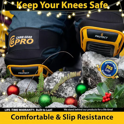 Miniatura 2 de CARIB GEAR PRO USA Rodilleras de Trabajo para Hombres y Mujeres de Construcción de Doble Gel Resistente con Correas Antideslizantes para Pisos