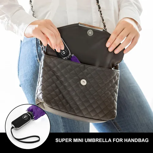 Miniatura 124 de LEAGERA Paraguas de viaje compacto para bolso, mango plano, impermeable para lluvia ligera