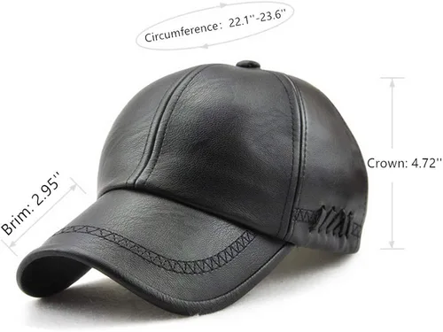 Miniatura 2 de Gorra de béisbol lisa gorra de béisbol clásica de poliuretano estructurada ajustable para hombre invierno para padre mayor
