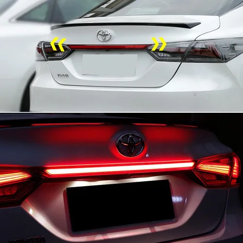 Miniatura 5 de Lente Roja Óptica 3D Completa LED Tipo Secuencial Trasera Señal de Giro Luz Trasera Freno para Toyota Camry 2018 2019 2020 2021 2022 2023 rojo
