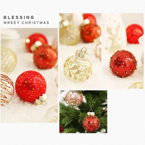 Miniatura 5 de Esferas de adornos de Navidad, exquisitas decoraciones navideñas para árbol, pintura de PET, colgante de Navidad, 25
