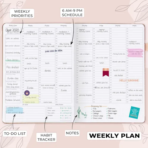 Miniatura 3 de GoGirl Planner PRO Schedule - Agenda sin fecha con ranuras horarias, organizador mensual, semanal y diario, libro de citas para gestión del tiempo