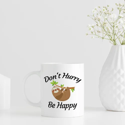 Miniatura 7 de aiyaya Taza de café con texto en inglés "Don't Hurry Be Happy Sloth - Bonita taza de café de perezoso de 11 onzas – Regalos de cumpleaños de Navidad