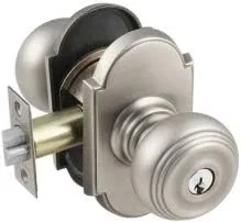 Miniatura 2 de EMTEK Annapolis - Cerradura de dos puntos, cilindro doble con pomo Waverly acabado a juego, disponible en 10 acabados, 5318W, Brass, 5318