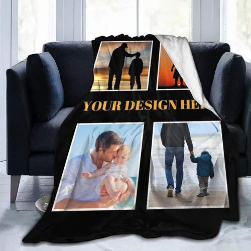 Miniatura 17 de HooSo Manta Personalizada para Cama con Fotos y Texto, Mantas Personalizadas con Collage de Fotos para Regalo de Cumpleaños Familiar y Boda, Collage