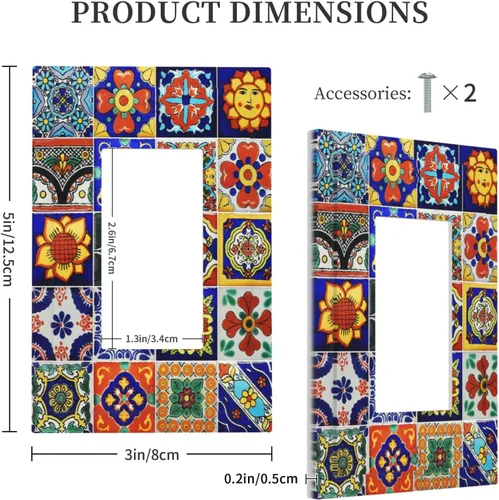 Miniatura 5 de Azulejos tradicionales de Talavera mexicanos españoles marroquíes individuales Rocker/Decora Light Switch Plate Decorativo 1 Gang Outlet Cover Placa