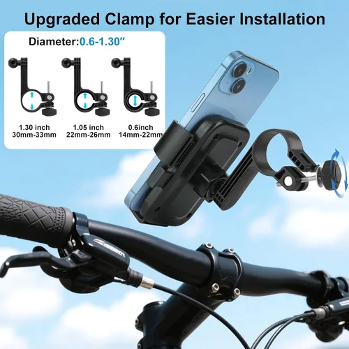Miniatura 6 de Soporte de teléfono para motocicleta, bloqueo automático a prueba de golpes, anti-vibración, rotación de 360°, soporte de teléfono celular