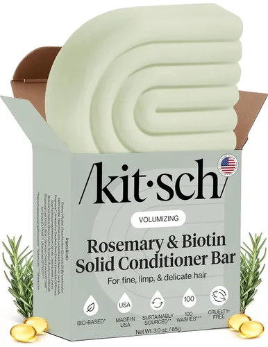 Miniatura 10 de Kitsch Barra acondicionadora de cabello con romero y biotina para dar volumen y espesar – Acondicionador hidratante y limpiador para cabello