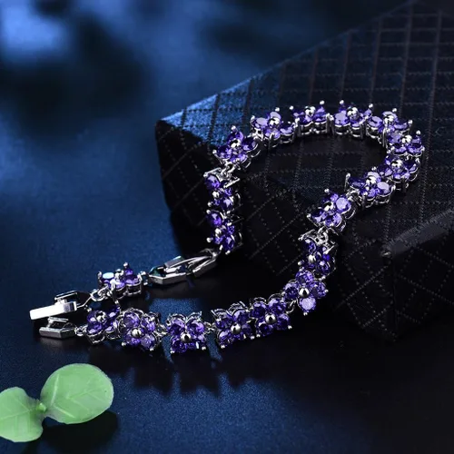 Miniatura 8 de GULICX - Pulsera de tenis con cristales de Swarovski y cristales redondos chapados en oro